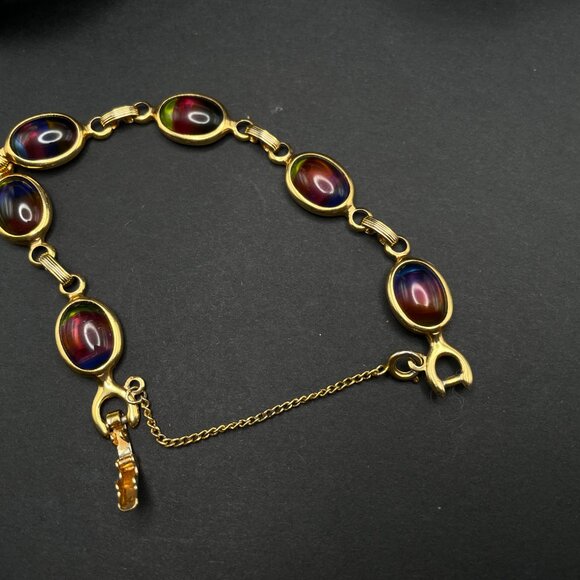 Vintage Sarah Coventry Harmony Bracelet Signed Designer Jewelry Rainbow Glass - Picture 3 of 8